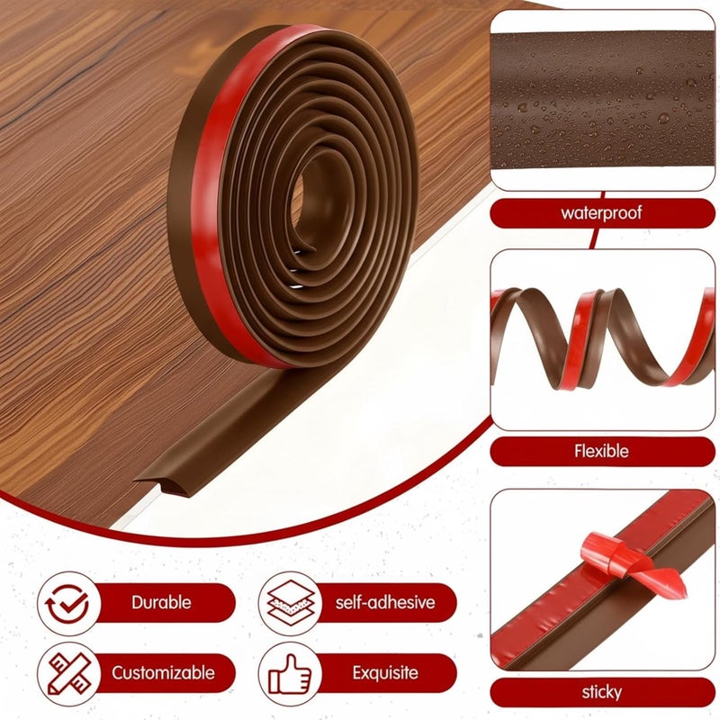Joyfolk 10ft Carpet Floor Transition Strips, Self-Adhesive Carpet to Tile Transition Edge Triings for Doors/Wood Floors, Coverage Height up to 5mm(Dark Brown) - Image 4